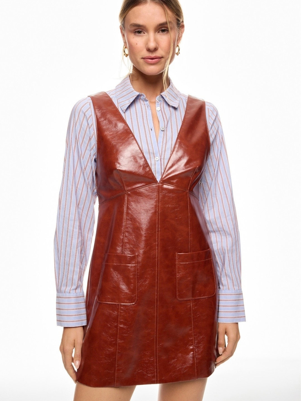 NWT Cinq à Sept Tade Layered Faux Leather Minidress Size 6